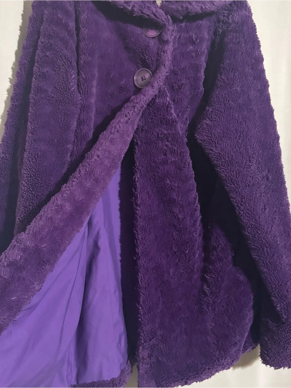 Patagonia Purple Pelage Faux Fur Button-Up Girl’s L (12) Fleece Coat